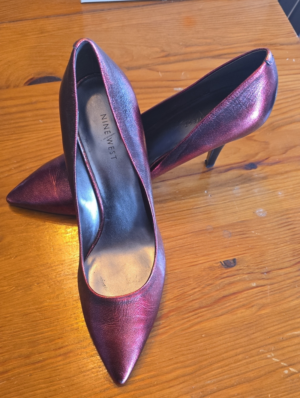 Nine West Metallic Plum Pointed-Toe Pumps